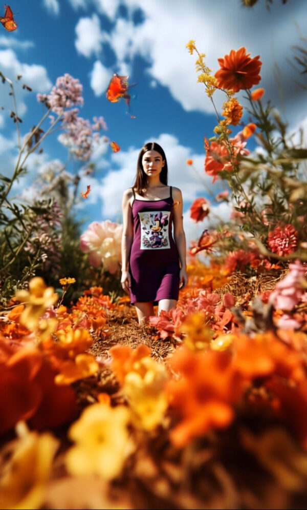 Robe violette avec imprimé Minnie Mouse sous la lumière de la lune – Image 5