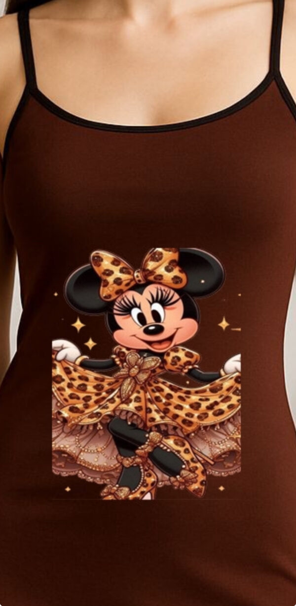 Robe marron avec imprimé Minnie Mouse au style léopard – Image 4