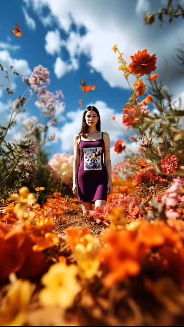 Robe violette avec imprimé Minnie Mouse sous la lumière de la lune – Image 3