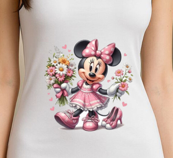 Robe blanche avec imprimé Minnie Mouse en rose – Image 4